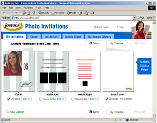 Screen shot of invitation designer